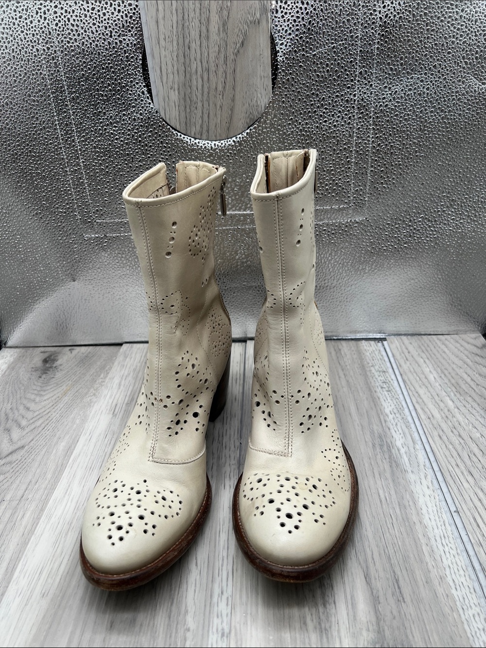 ROCCO P. Leather beige  Ankle Boots US 7.5 UK3 EU38 HANDMADE in Italy